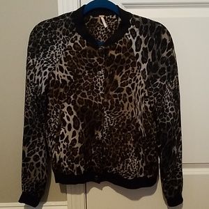 Free People Leopard Bomber Jacket